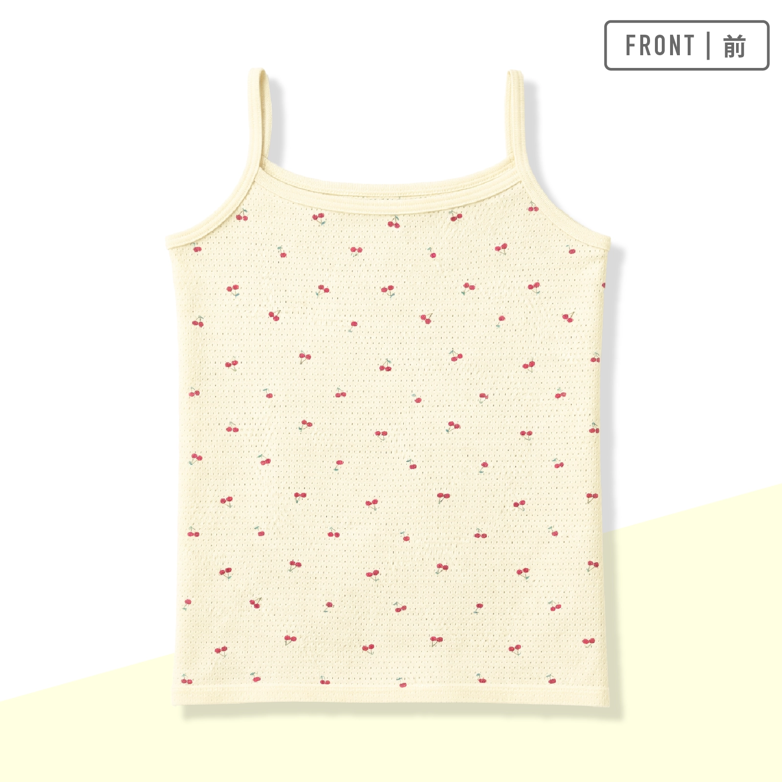 【女の子】キッズ女児キャミソール チェリー＆いちご柄  3枚組 天竺メッシュ生地 90cm・100cm・110cm・120cm・130cm【綿100％】