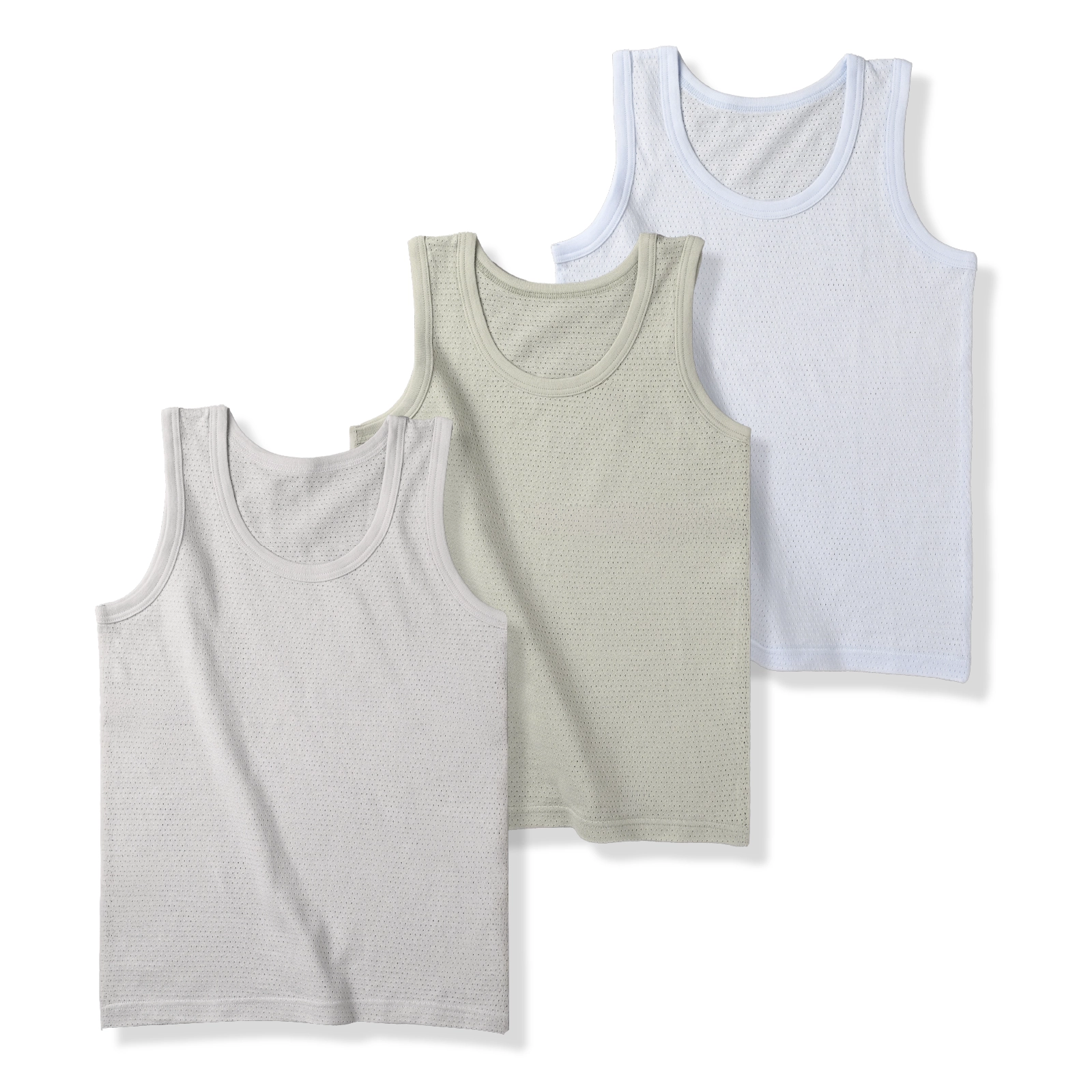 【男の子】キッズ男児タンクトップ3枚組 天竺メッシュ生地 90cm・100cm・110cm・120cm・130cm 【綿100％】