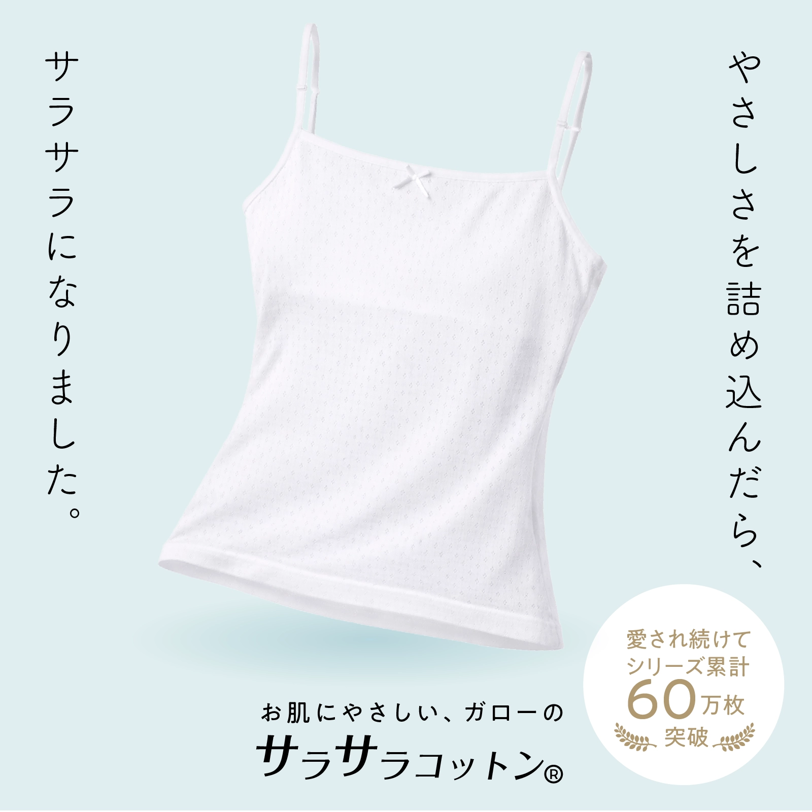 販売数累計60万セット突破！【女の子】ソフトカップ付きインナーブラキャミ サラサラコットン/パターンメッシュ　２枚組　白　140cm・150cm・160cm・165cm【綿100％/吸水速乾】