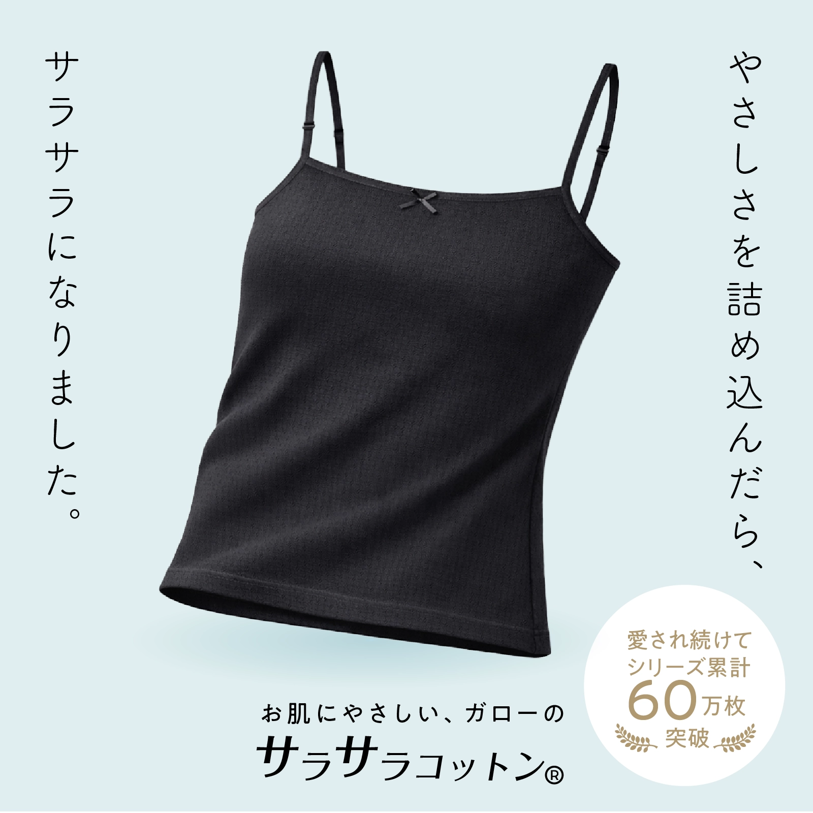 販売数累計60万セット突破!【女の子】ソフトカップ付きインナーブラキャミ サラサラコットン/パターンメッシュ 2枚組 黒 140cm・150cm・160cm・165cm【綿100%/吸水速乾】