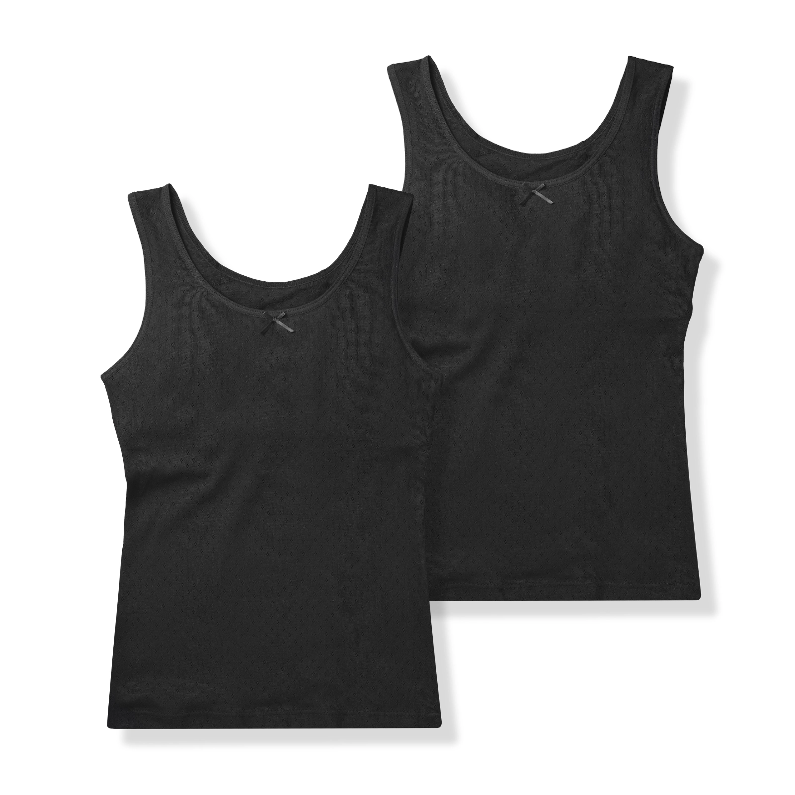 販売数累計60万セット突破！【女の子】ソフトカップ付きインナー サラサラコットン/パターンメッシュ　２枚組　黒　140cm・150cm・160cm・165cm【綿100％/吸水速乾】