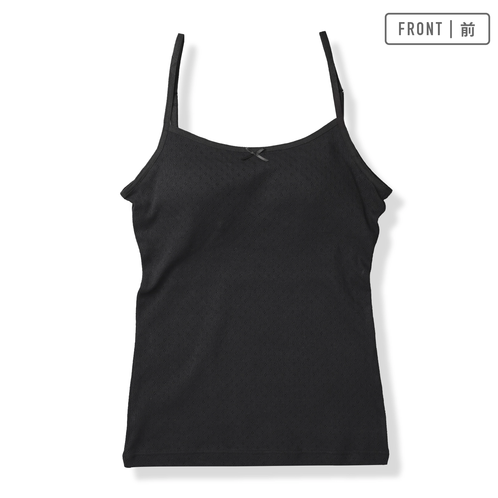 販売数累計60万セット突破！【女の子】モールドカップ付き女児インナーブラキャミ サラサラコットン/パターンメッシュ　２枚組　黒　140cm・150cm・160cm・165cm【綿100％/吸水速乾】