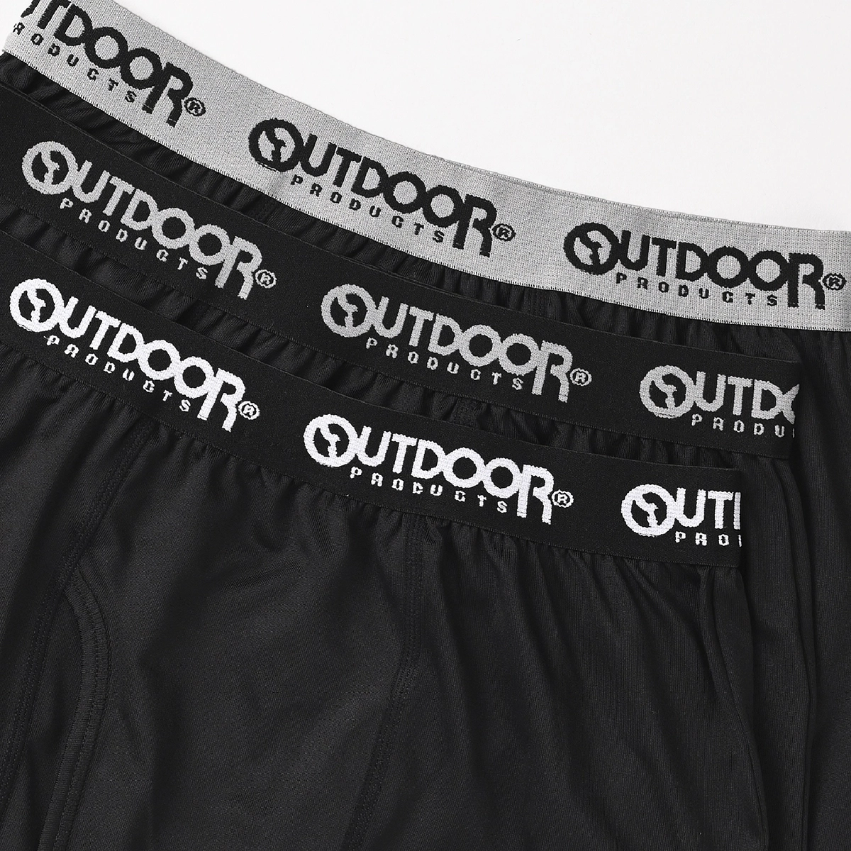 【OUTDOOR PRODUCTS】 【男の子】キッズジュニア　男児前開きボクサーパンツ 3枚組 ロゴゴム/無地　130cm・140cm・150cm・160cm・170cm【吸水速乾】