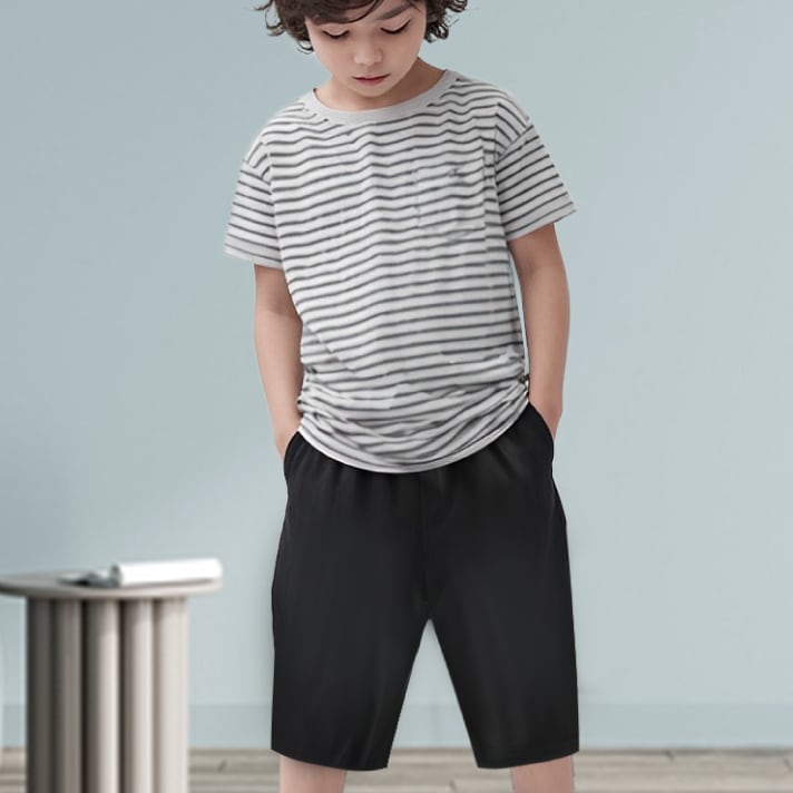 【男の子】ジュニア　ハーフパンツ　ブラック/カーキ　130～160cm【ルームウェア/吸水速乾】