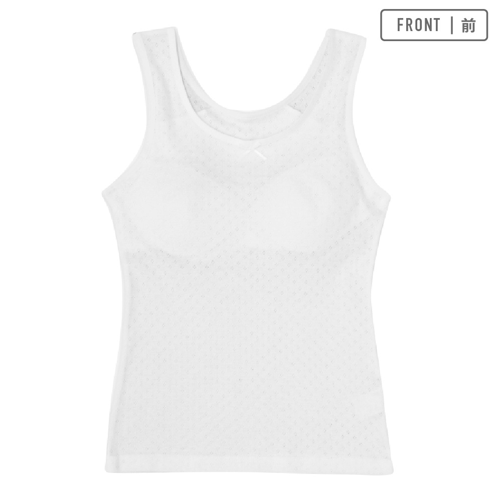 販売数累計60万セット突破！【女の子】モールドカップ付きインナー　サラサラコットン/パターンメッシュ　２枚組　白/シンプル　140～165cm 胸二重【綿100％/吸水速乾】