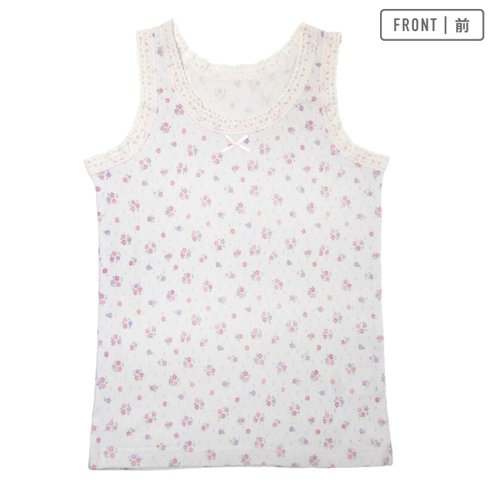 【女の子】キッズタンクトップ 2枚組 パターンメッシュ生地 90～140cm 【綿100％】