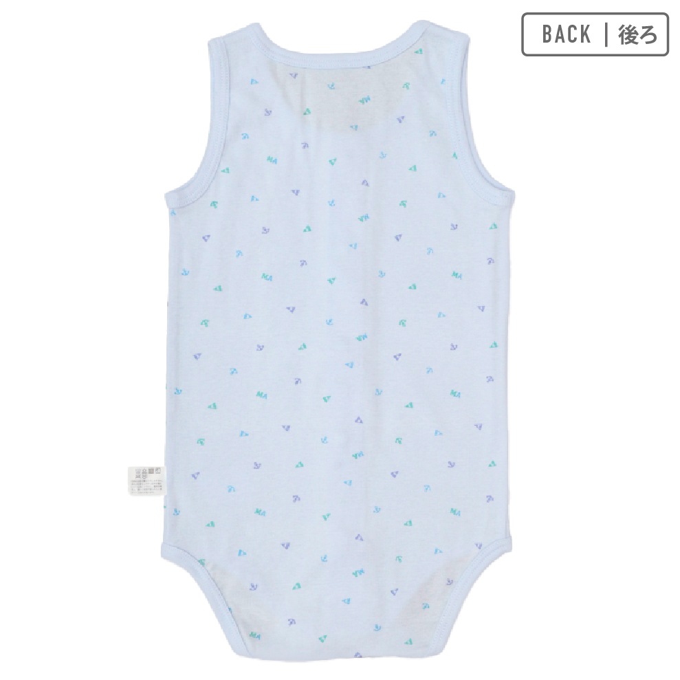 【男女兼用】着替えやすい子ども用介護肌着　前開きロンパース　マリン柄　110・130・150cm【綿100％】