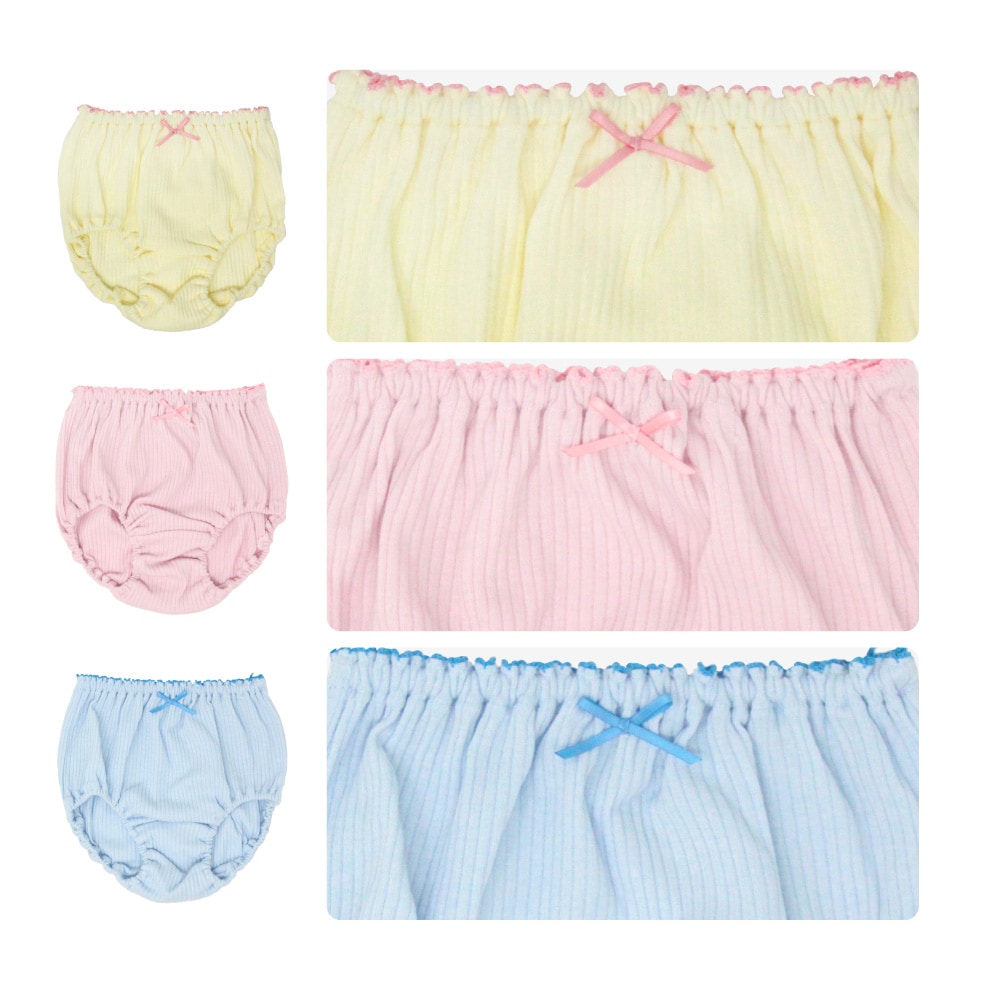 【女の子】キッズジュニアショーツ 5枚組 カラー無地/リボン付 100~165cm【綿100%】