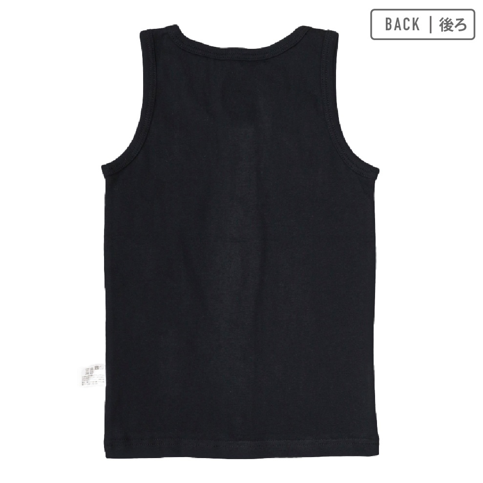 【男女兼用】着替えやすい子ども用介護肌着 前開きタンクトップ 黒無地 100~160cm【綿100%/吸水速乾】