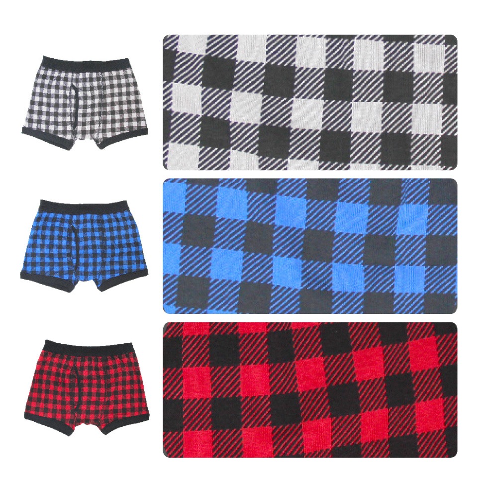 【男の子】キッズジュニア ボクサーパンツ 3枚組 カラーチェック柄/前開き 120~170cm【本体:綿100%】