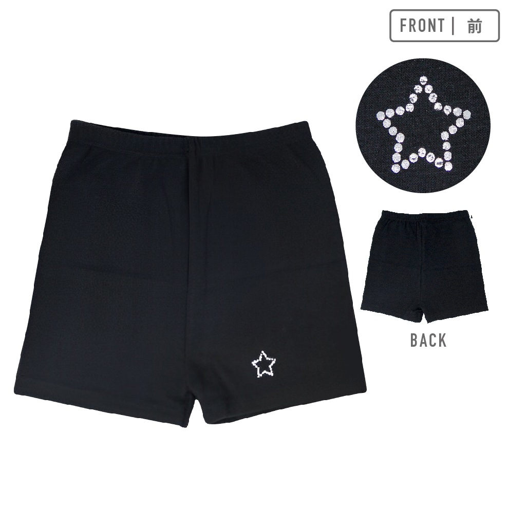 【女の子】キッズジュニア オーバーパンツ 一分丈 2枚組 ワンポイント 110~160cm【綿混】