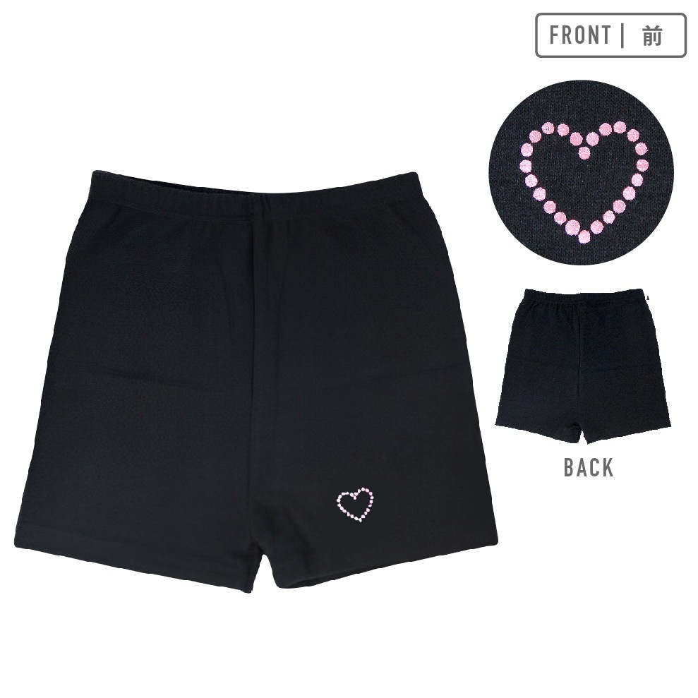 【女の子】キッズジュニア オーバーパンツ 一分丈 2枚組 ワンポイント 110~160cm【綿混】