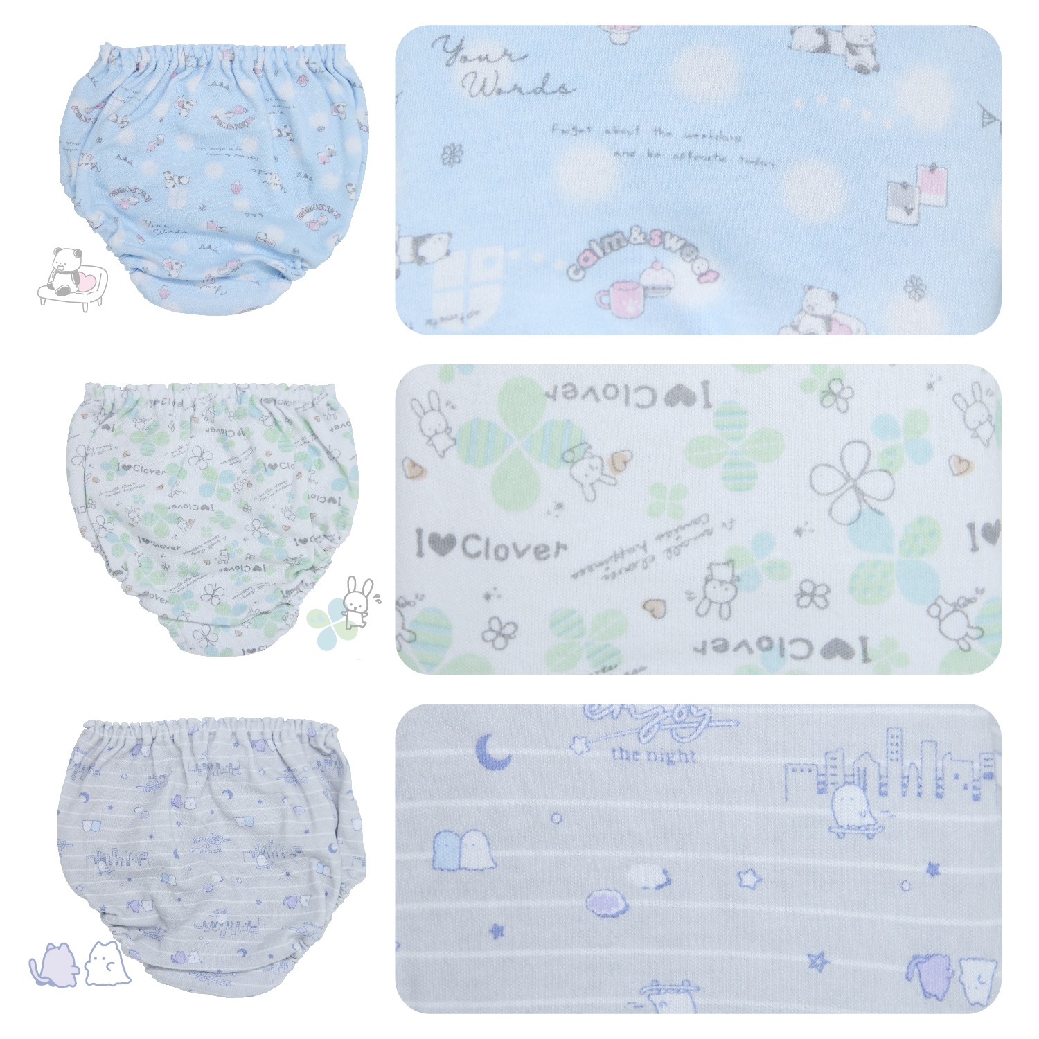 【女の子】キッズジュニアショーツ 5枚組 パステルカラー 動物柄 100~165cm【綿100%】