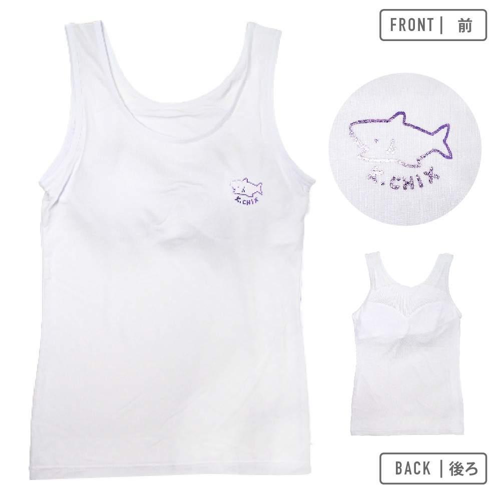 【女の子】タンクトップ/モールドカップ付き 2枚組 箔プリント 140~165cm 胸二重【吸水速乾/接触冷感・天竺素材】