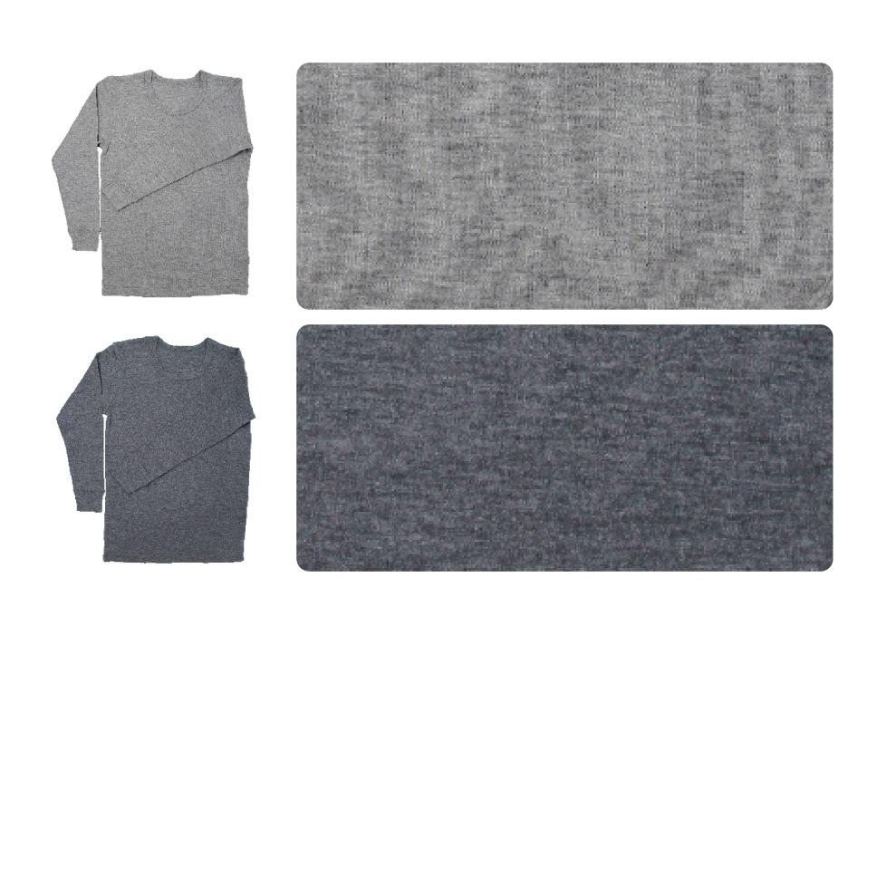 【男の子】キッズジュニア　長袖インナー　２枚組　厚地/グレー　100～160cm【綿混/裏起毛】