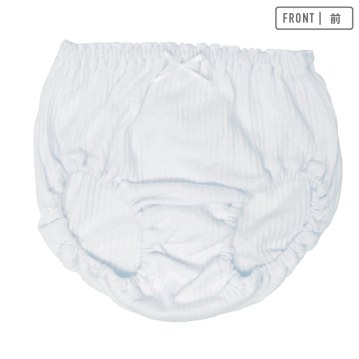 【女の子】【下着】キッズジュニア　白ショーツ　２枚組　リブ無地/リボン付き　100～165cm【綿100％】