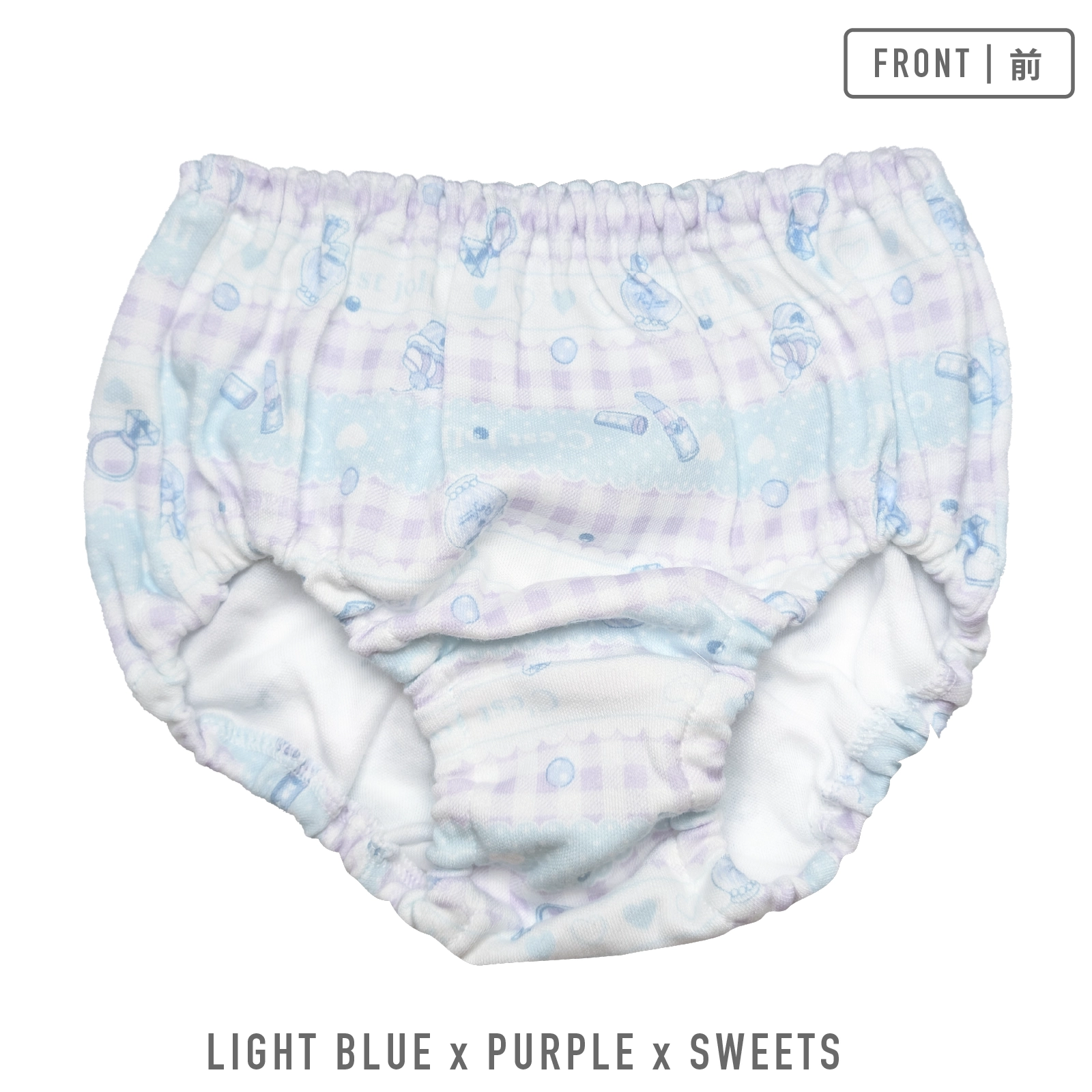 【女の子】【日本製】キッズショーツ　2枚組｜ジュエル・宝石・スイーツ・コスメ総柄｜ ブルー・ピンク｜ 100～130cm【綿100％】
