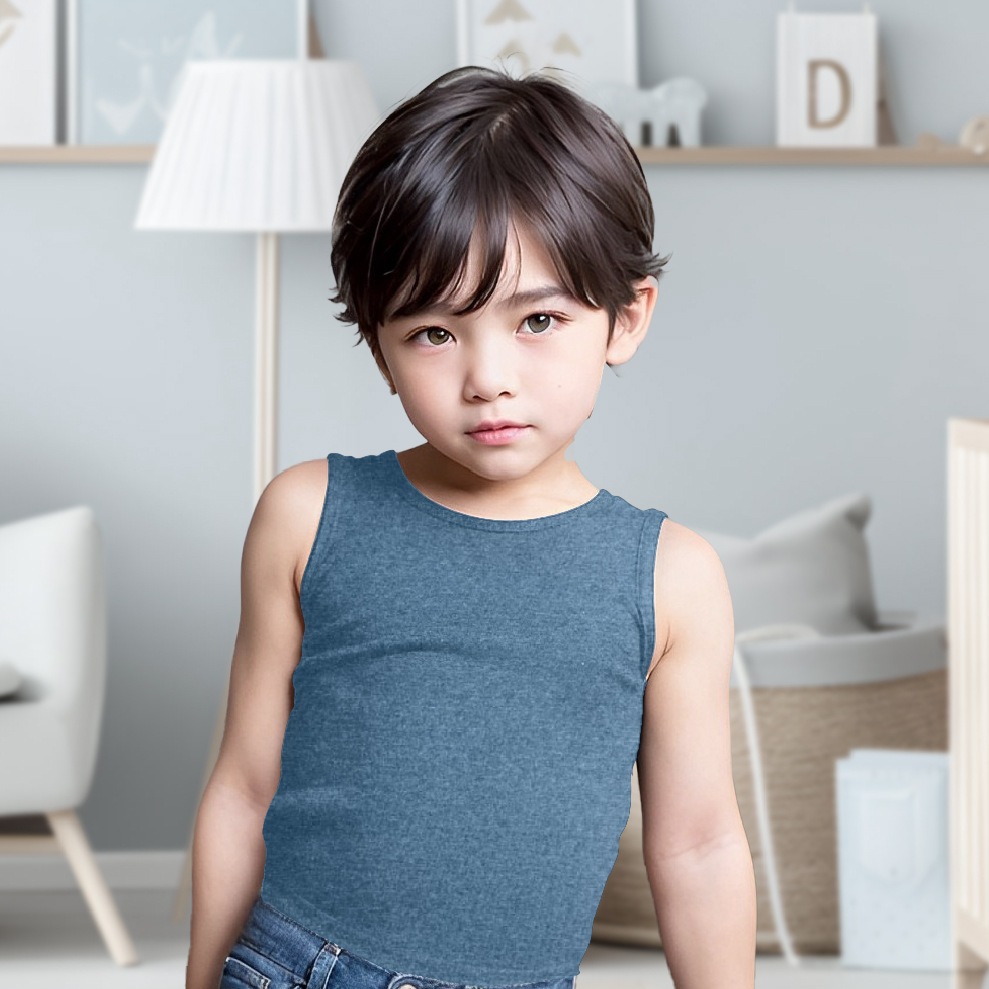 【男の子】杢無地/肌触りやわらか 綿混素材｜キッズジュニアタンクトップ 3色セット｜100cm・110cm・120cm・130cm・140cm・150cm・160cm・170cm【綿混】