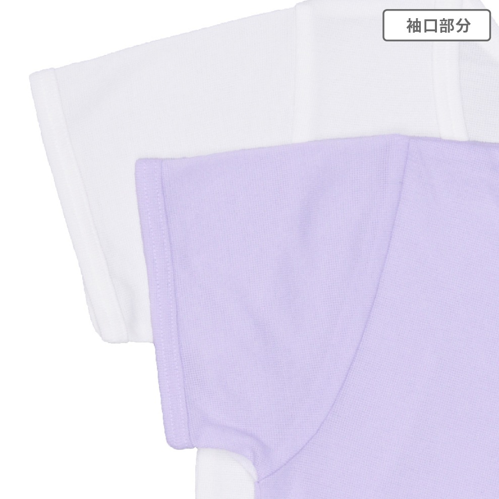 値下げ【女の子】キッズジュニア半袖(3分袖)　2枚組　無地/リボン付き　120～160m【温度調節/吸水速乾】