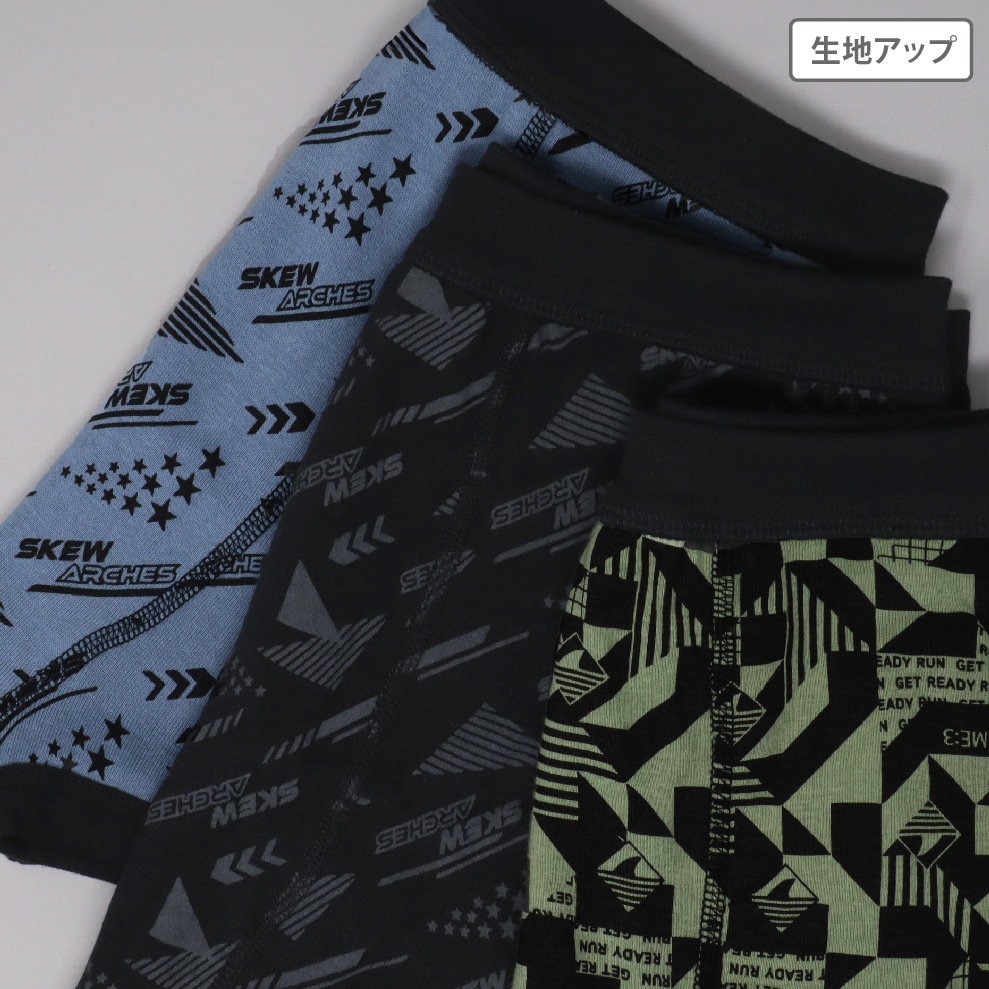 【男の子】ジュニア　ボクサーパンツ　３枚組　幾何学柄/前開き　130～170cm【綿素材】