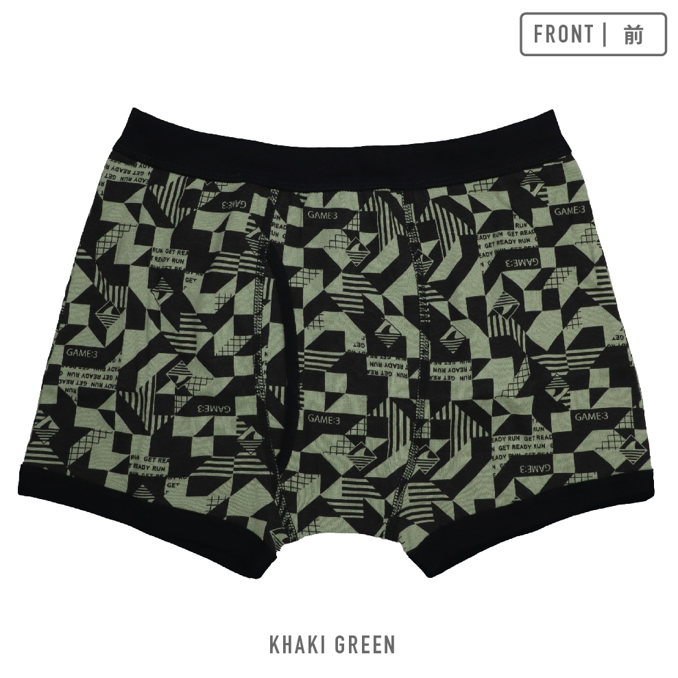 【男の子】ジュニア　ボクサーパンツ　３枚組　幾何学柄/前開き　130～170cm【綿素材】