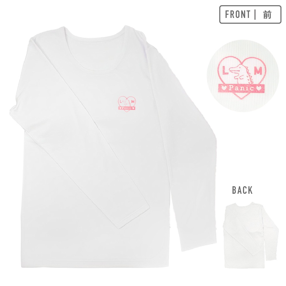 【女の子】長袖インナー/取り外しパット付き　２枚組　箔プリント　140～165cm【ストレッチ天竺・裏起毛・吸水速乾】