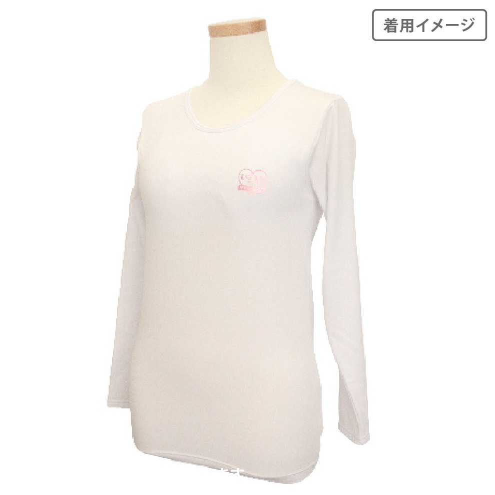 【女の子】長袖インナー/取り外しパット付き　２枚組　箔プリント　140～165cm【ストレッチ天竺・裏起毛・吸水速乾】