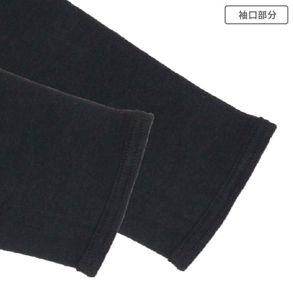 【女の子】キッズジュニア長袖(8分袖)　2枚組　黒無地/リボン付き　100～160m【綿100％/厚地】