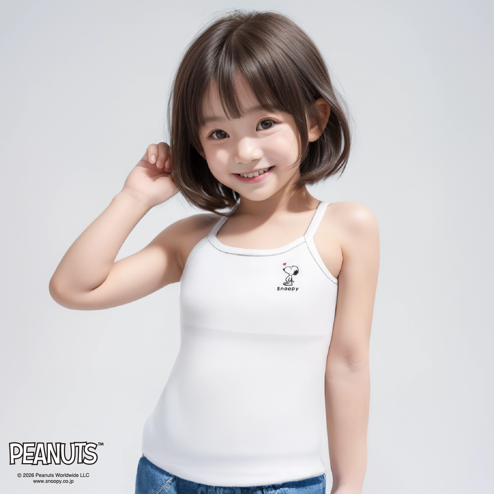 【女の子】スヌーピー 胸二重女児キャミソール ジュニアブラ｜ ２枚組｜ 130cm・140cm・150cm・160cm【綿100%】