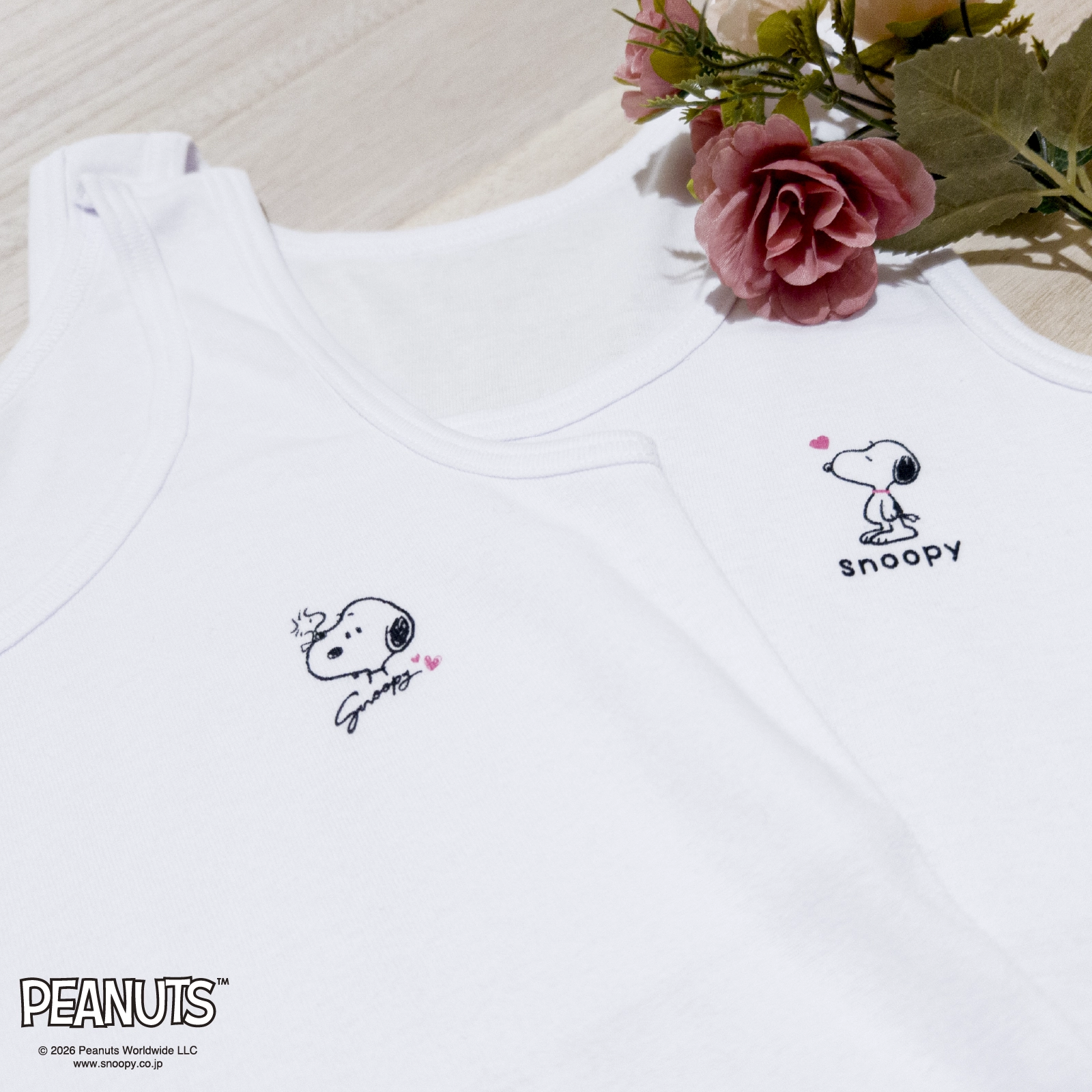 【女の子】スヌーピー 胸二重女児キャミソール ジュニアブラ｜ ２枚組｜ 130cm・140cm・150cm・160cm【綿100%】