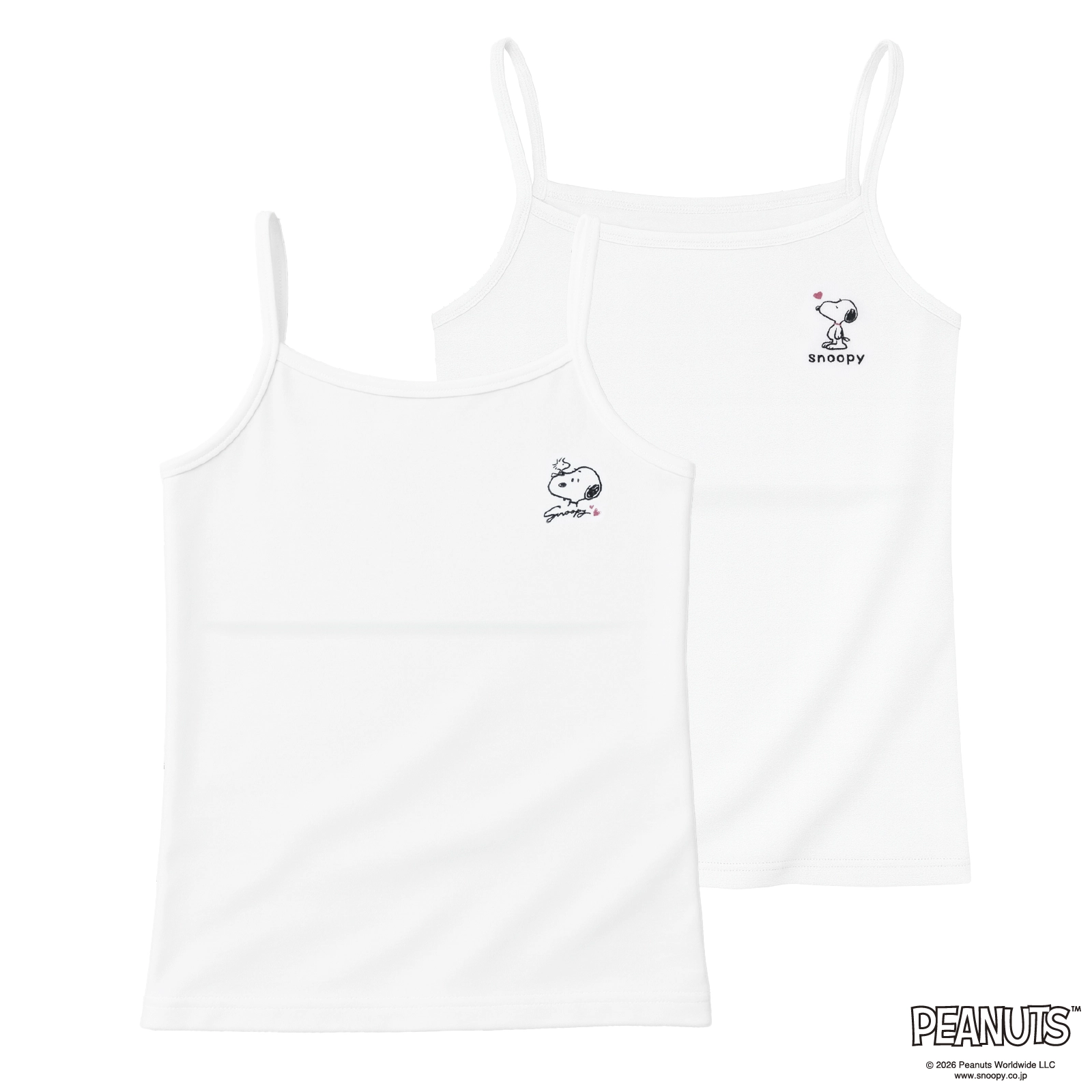 【女の子】スヌーピー 胸二重女児キャミソール ジュニアブラ｜ ２枚組｜ 130cm・140cm・150cm・160cm【綿100%】