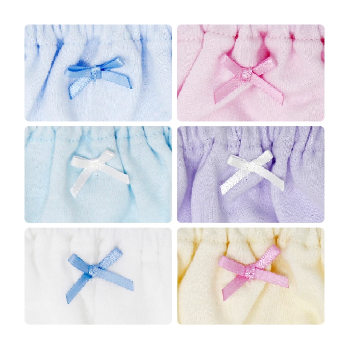 【女の子】【下着】キッズジュニアショーツ 6枚組 無地カラー/リボン 100~165cm【綿100%】