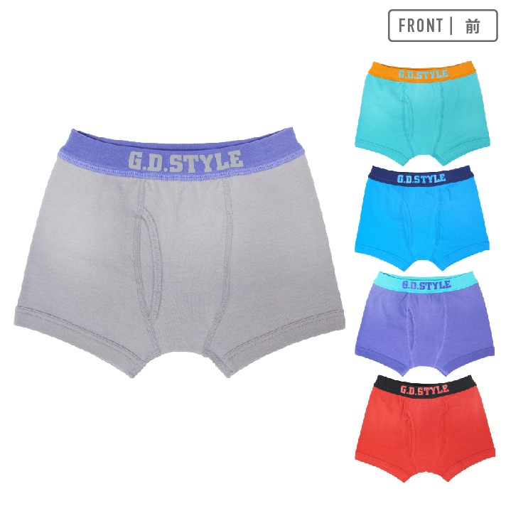 【男の子】【下着】キッズジュニア　ボクサーパンツ　5枚組　前開き/ロゴ柄　100～170cm【綿100％】