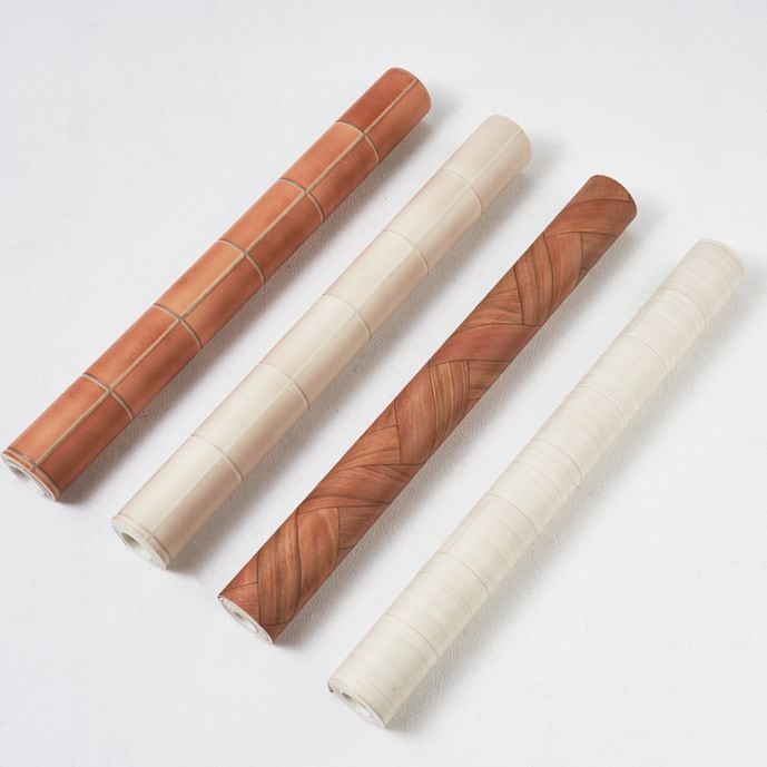 ユニベール DIYフリーカットシート 幅90cm アッシュライン|テラコッタベージュ|テラコッタアイボリー|へリンボン