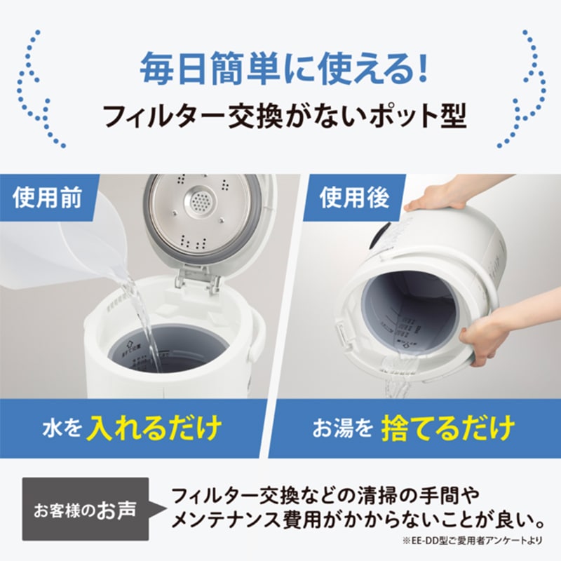 象印 EE-DF-50 WA/HA スチーム式 加湿器 3L ホワイト グレー | 季節