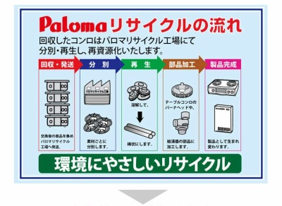 パロマ 不要ガスコンロ回収 リサイクルチケット | ガステーブルコンロ