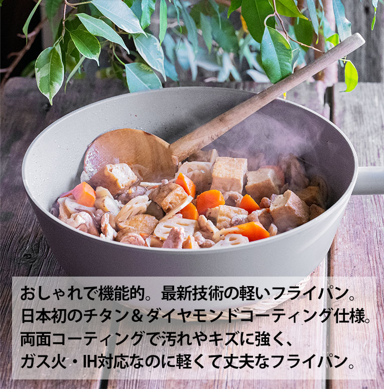 ククナ ティーダ 深型マルチパン + ガラス蓋セット ブラック|グレー