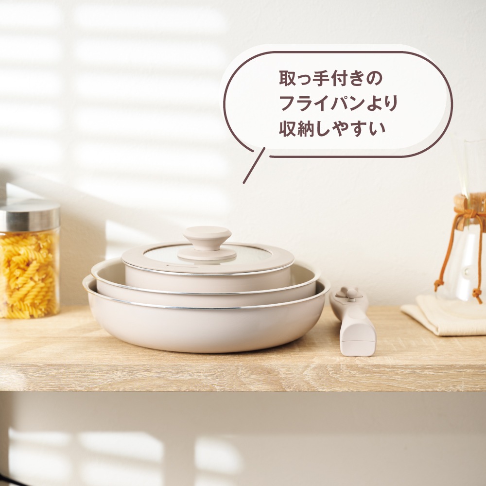 マジクック セラミック加工 IH対応着脱ハンドルフライパン5点セット