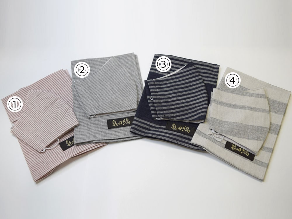 亀田縞　ハンカチ・立体マスクのセット（夏用）