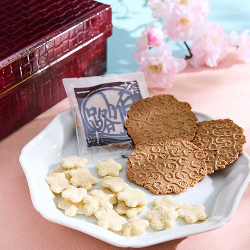 京せんべい 小町塗文庫箱入2種詰合せ 「さくら」 [A040B]