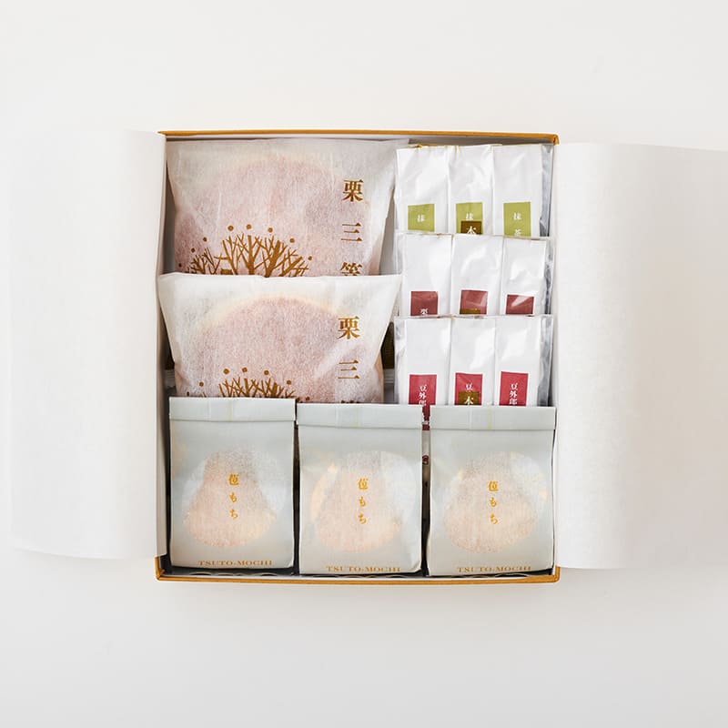 外郎重ねと苞もちと栗三笠の詰合わせ (秋冬限定) [A035BN]