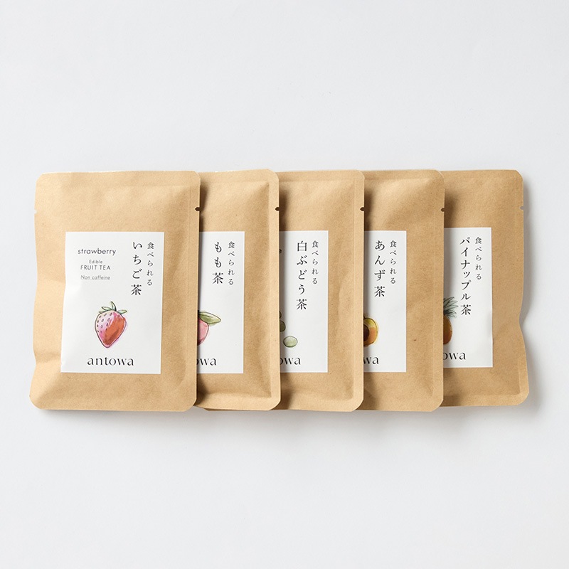 antowa 食べるられるフルーツ茶 5個＋カップ・ウッドプレートセット [T102]