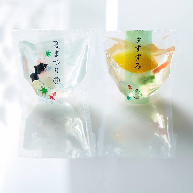 金魚すくいの寒天デザート 縁日の袋入 [A080B]