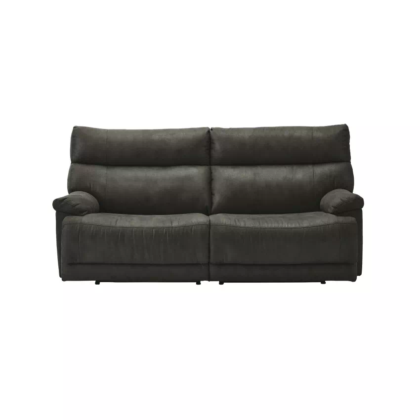 電動リクライニングソファ 3人掛け ファブリックレザー キャメル