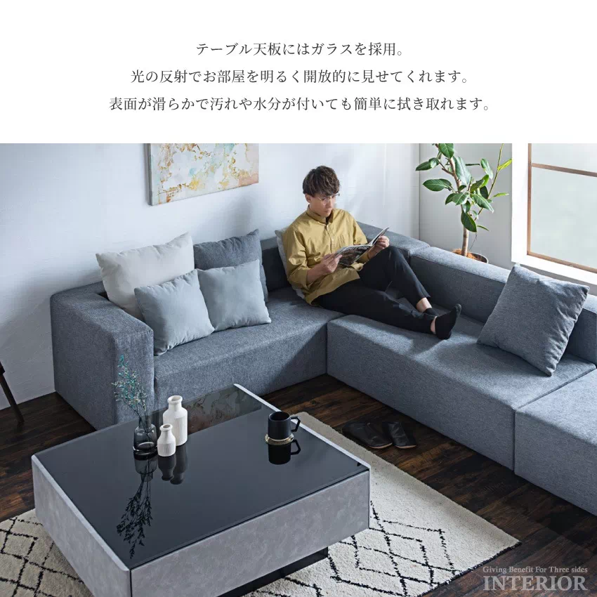 ローテーブル 幅90cm おしゃれ 収納付き 高さ42cm 国産 日本製 センターテーブル 引き出し | 7