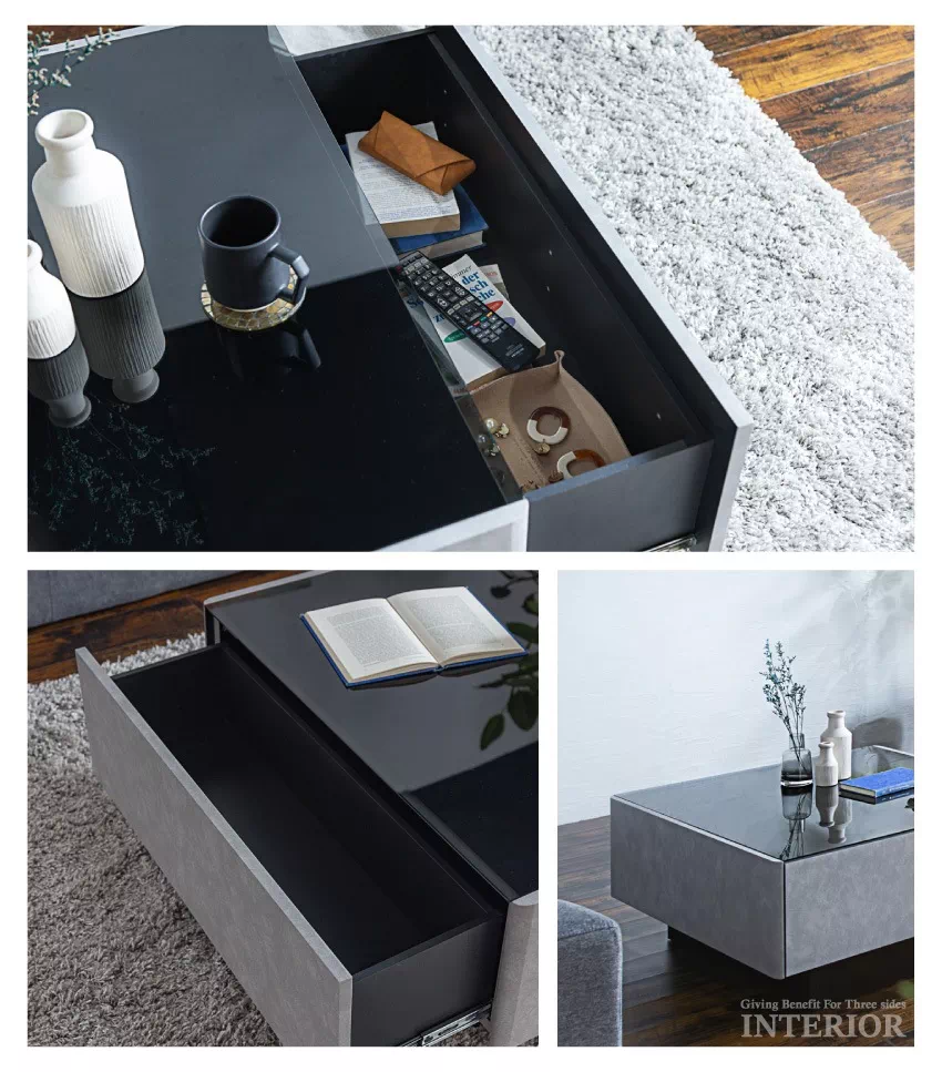 ローテーブル 幅90cm おしゃれ 収納付き 高さ42cm 国産 日本製 センターテーブル 引き出し | 10