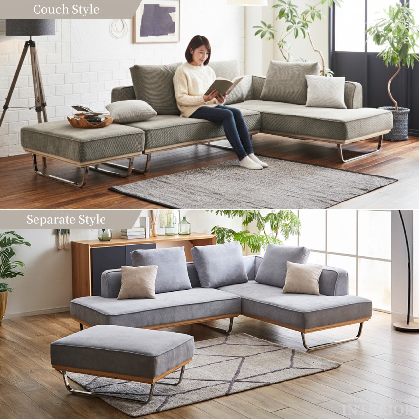 コーデュロイ ソファ カウチ L字 ファブリック おしゃれ おすすめ 高級