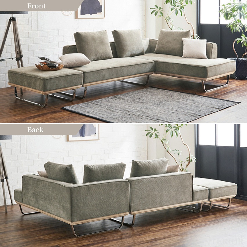 コーデュロイ ソファ カウチ L字 ファブリック おしゃれ おすすめ 高級