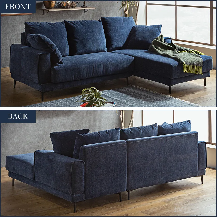 【予約】GB-INTE-0868 カウチソファ ブルー 座って左カウチ | 10