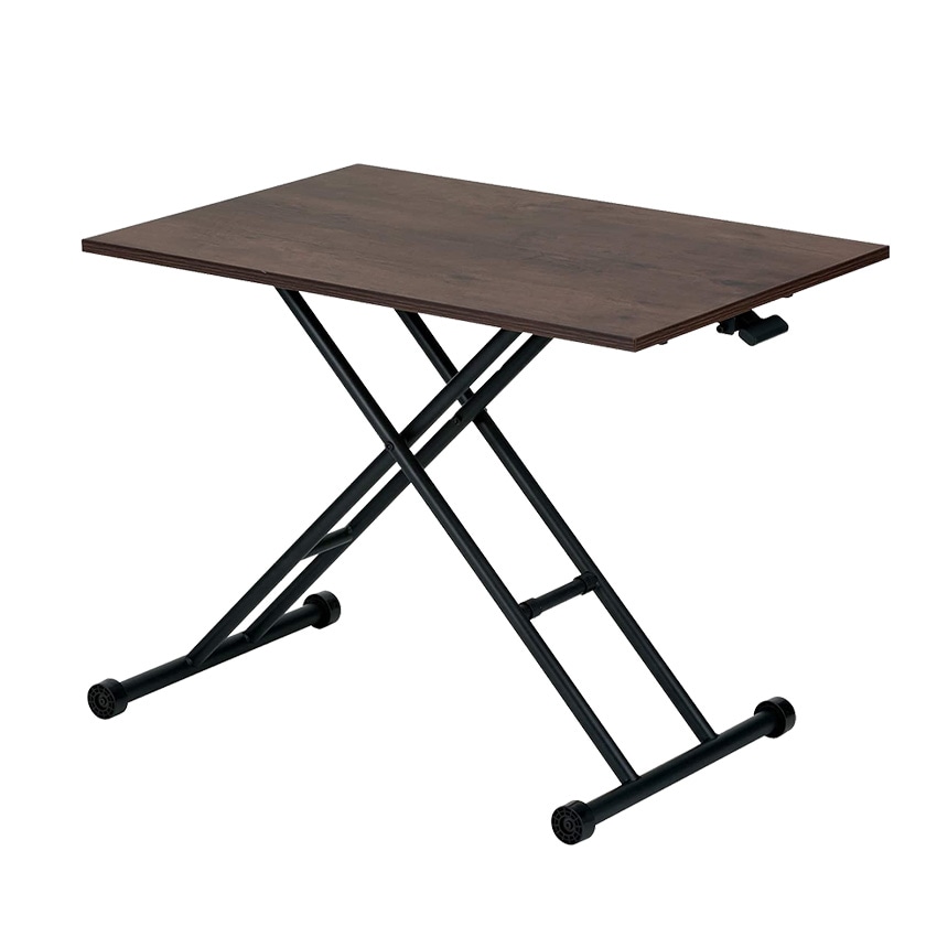 テーブル 昇降式 昇降テーブル ガス圧昇降式テーブル ダイニングテーブル 90×60cm ブラウン | 18